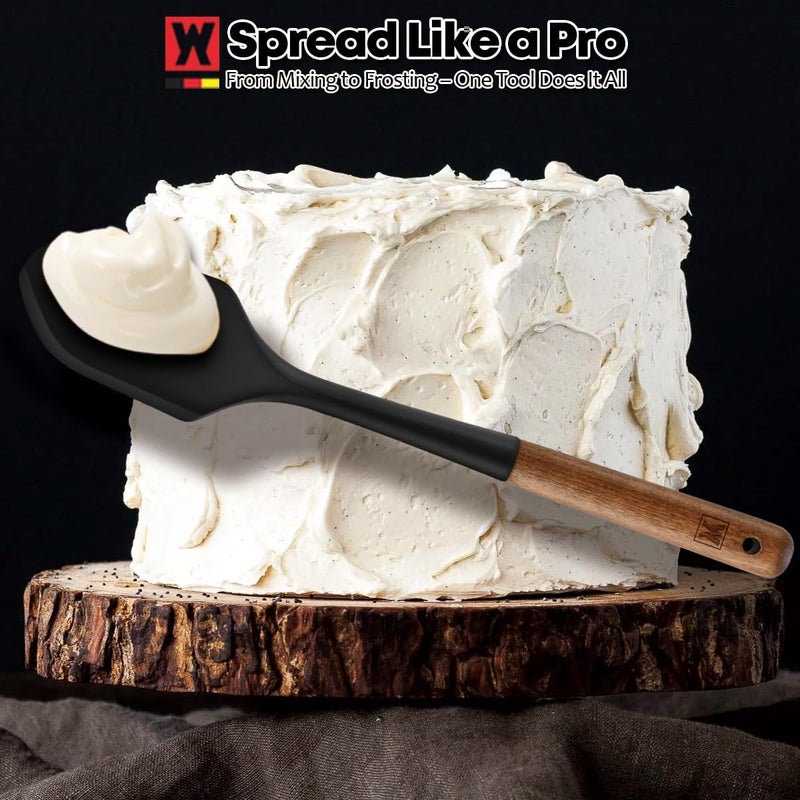 WAGENSTEIGER Silicone Head Scraping Spatula with Wooden Handle: Multi-Purpose Cooking Tool for Spreading, Baking and Mixing, Heat Resistant Cookware, Protects Surfaces with Gentle Head Design - Image 4